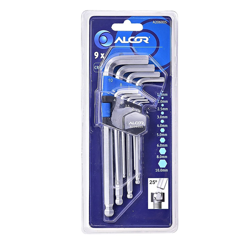 A206005.jpg Hex Key Ball End Long 9PC METRIC - Image 1