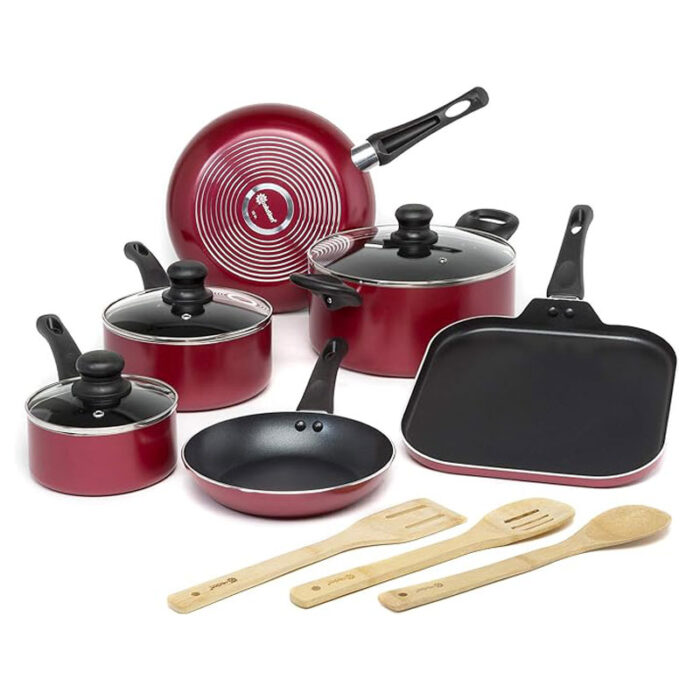Ecolution 12 Piece Non-Stick Cookware Set Red - pillaistore.com